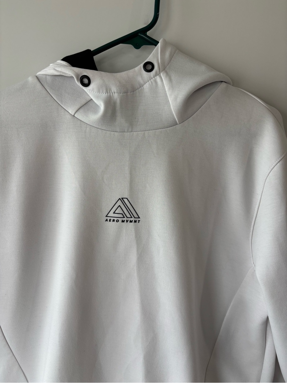 Aéropostale Aero MVMT Men's M White Fleece Zip Hoodie High Neck Pockets
